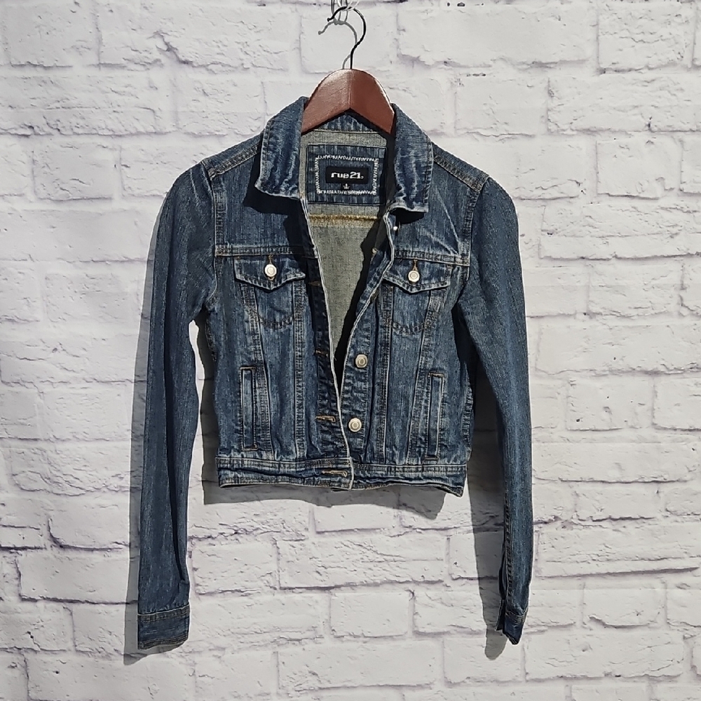 Rue21 Cropped Dark Blue Denim Jacket
